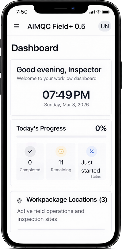 AiMQC dashboard on iPhone