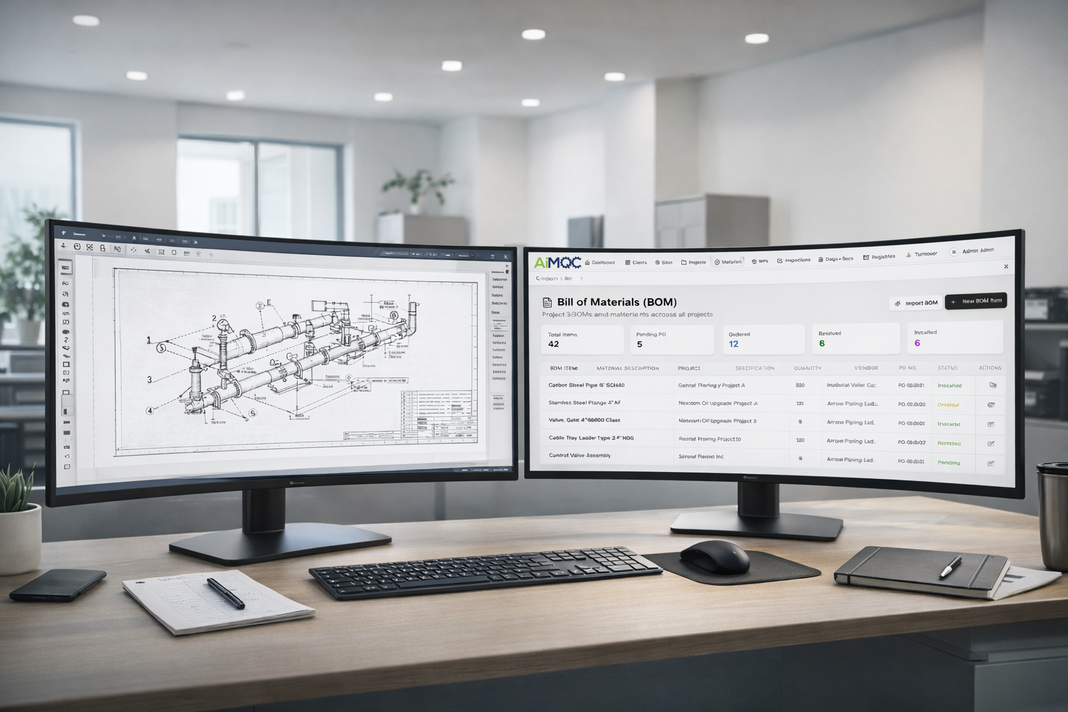 AiMQC generating a bill of materials from an ISO drawing